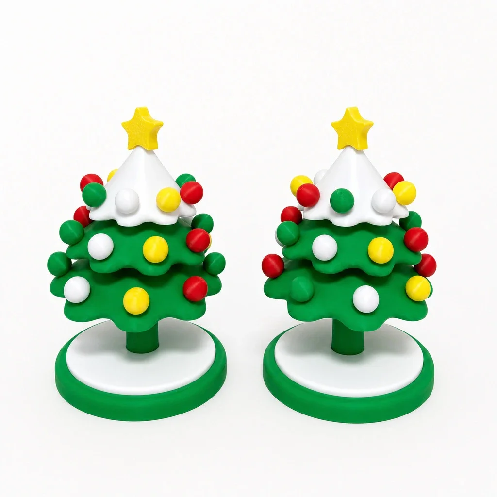 3/5pcs 3D Printed Rotating Christmas Tree Dancing Fidget Toy Desktop Car Ornament Stress Relief Xmas Home Decor Gift