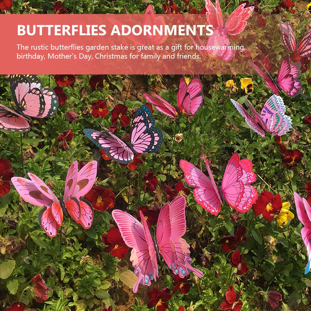 

20pcs Simulation Butterflies Stakes Decorative Garden Stakes Outdoor Yard Decorations Flowerpot Grassland Ornament Lawn