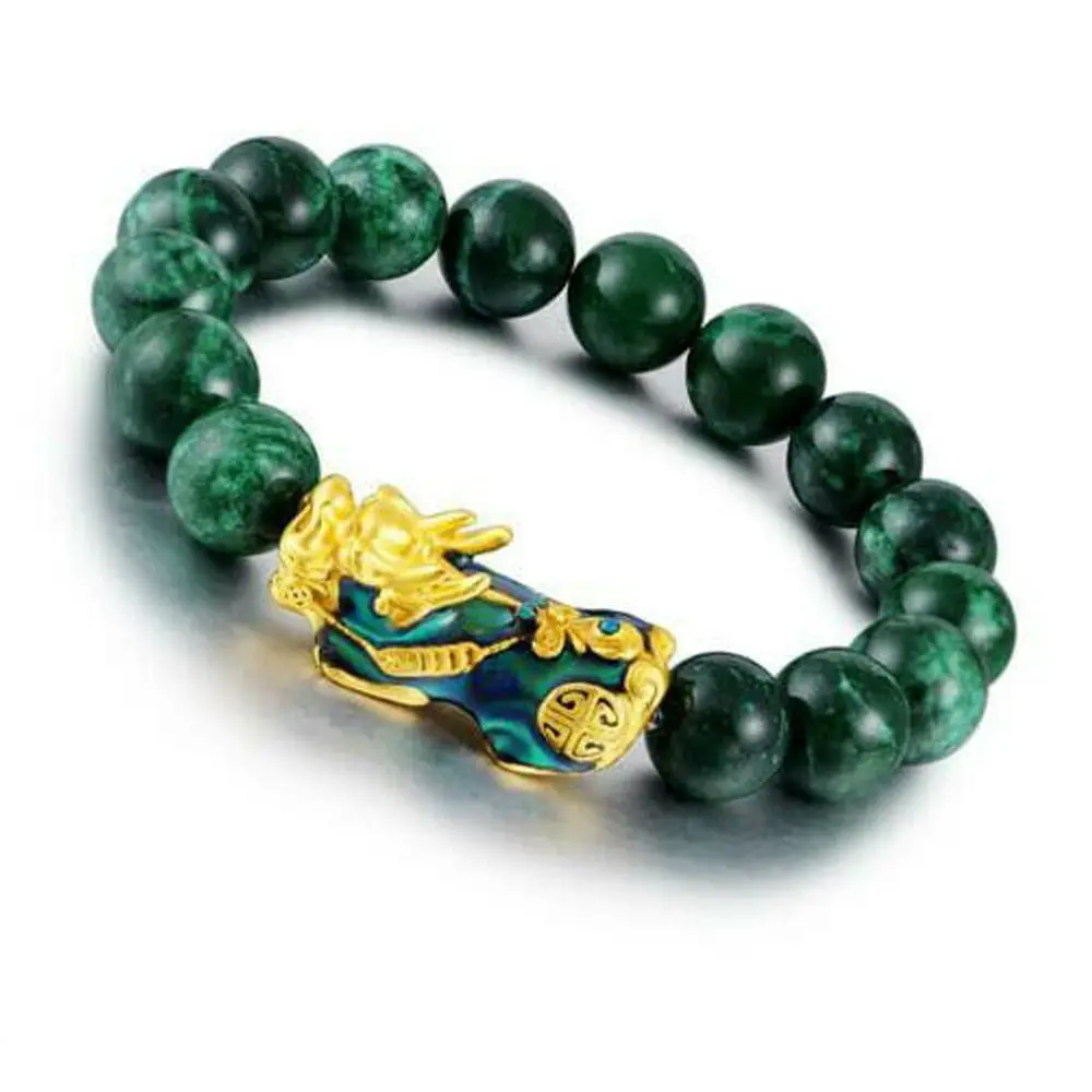 Feng Shui Green Obsidian Bracelet Pi Xiu Charm Beads Attract Wealth Lucky Gifts