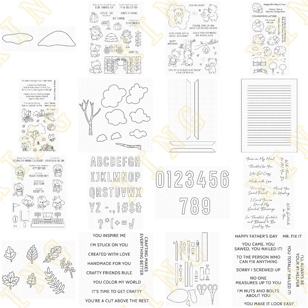Numbers Alphabet Tree New Metal Cutting Dies Stamps Scrapbook Diary Decoration Embossing Template DIY Greeting Card Handmade