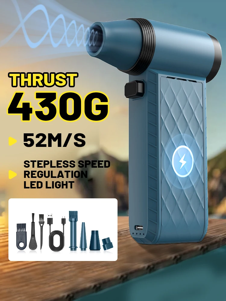 

200000 Мини-турбореактивный вентилятор RPM, 430 г, тяга, высокоскоростной бесщеточный двигатель, электрическая воздушная тряпка, регулируемая скорость ветра, жестокий автомобильный вентилятор