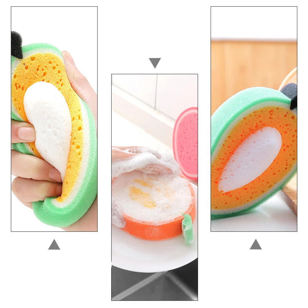 

4Pcs Kitchen Cleaning Sponges Fruit Shaped NonScratch Dish Sponge Set For Quick Efficient Cleaning