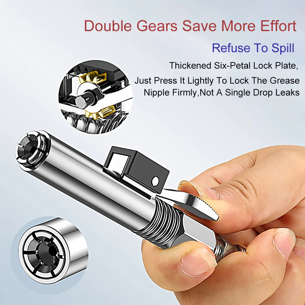 New Grease Gun Coupler Mini Manual Grease Pump Tip 10000PSI Syringe Lubrication Nozzle Oil Filling Tool Grease Injector Nipple