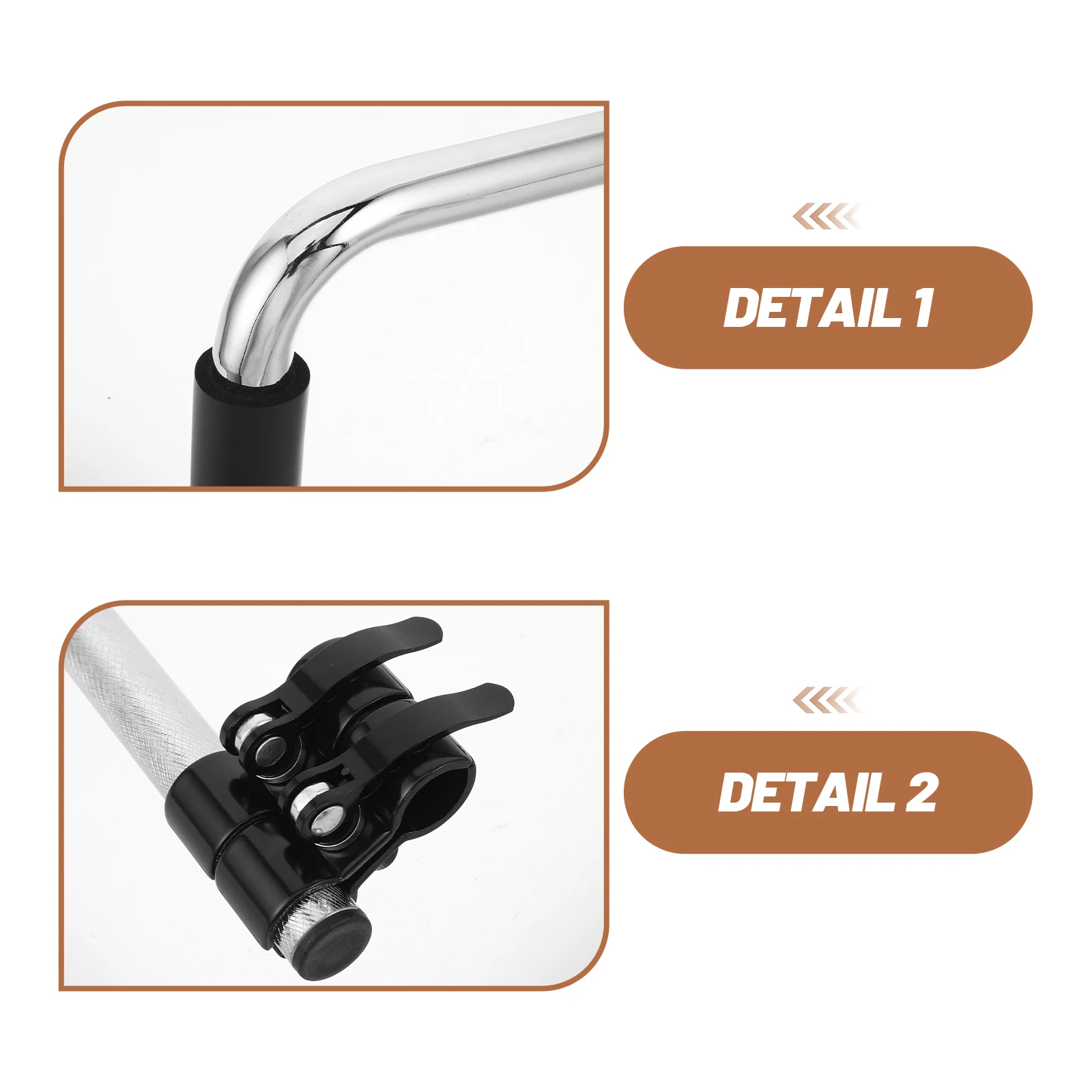 2pcs Universal Wheelchair Handle Extension for Elderly Adults Stainless Steel Push Grip Accessory Kit