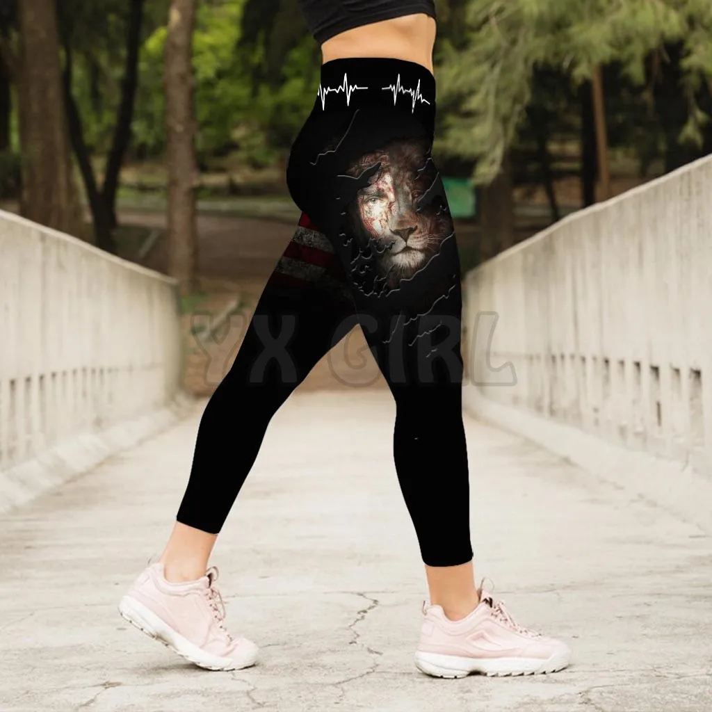 Faith Over Fear - God Leggings 3D Printed Leggings Sexy Elastic Female Skinny Leggings Gothic Yoga Leggings