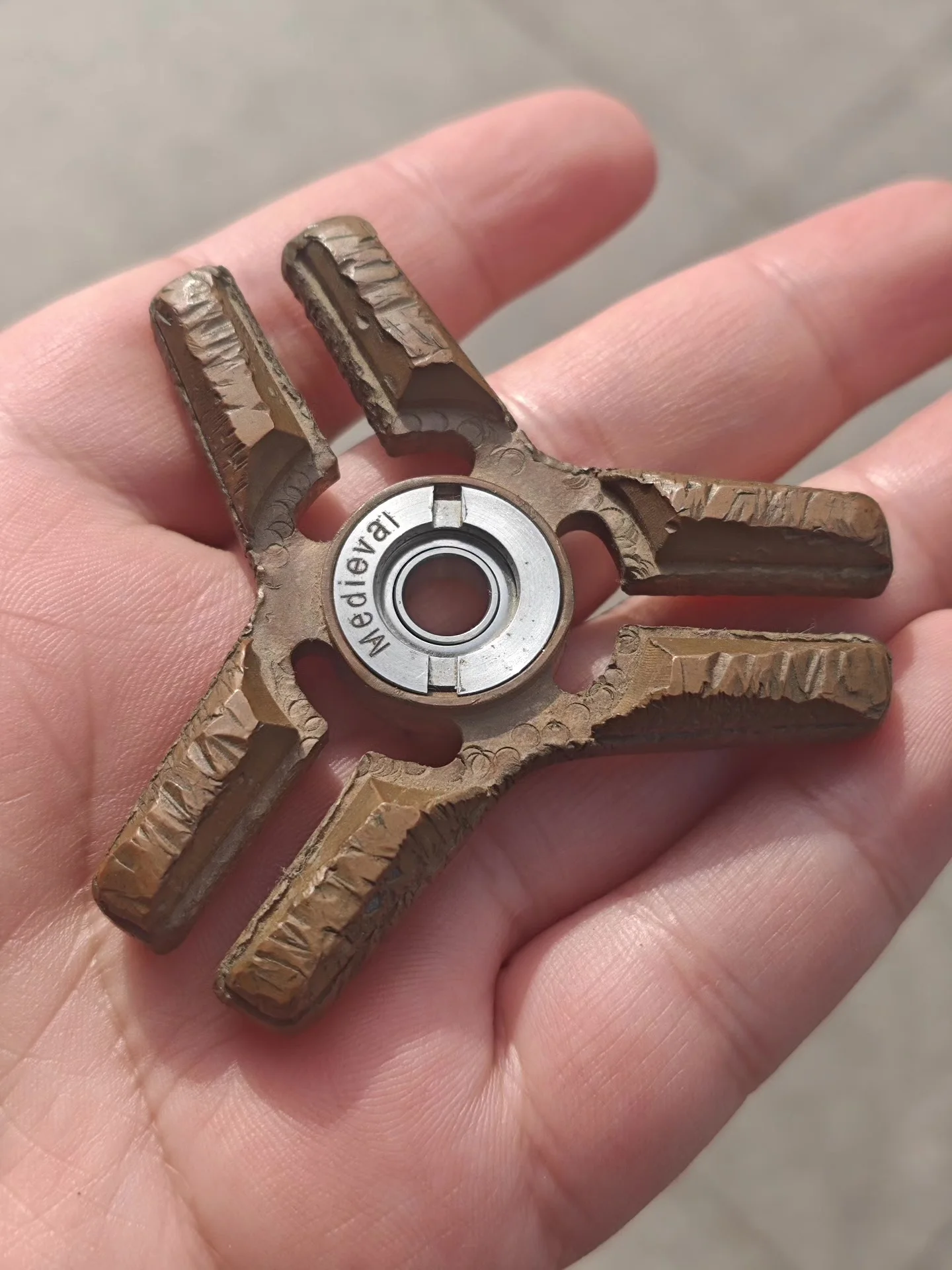 Used EDC American Genuine Medieval Tuning Fork Gyro Edc, Copper Material, Battle Damage Quality