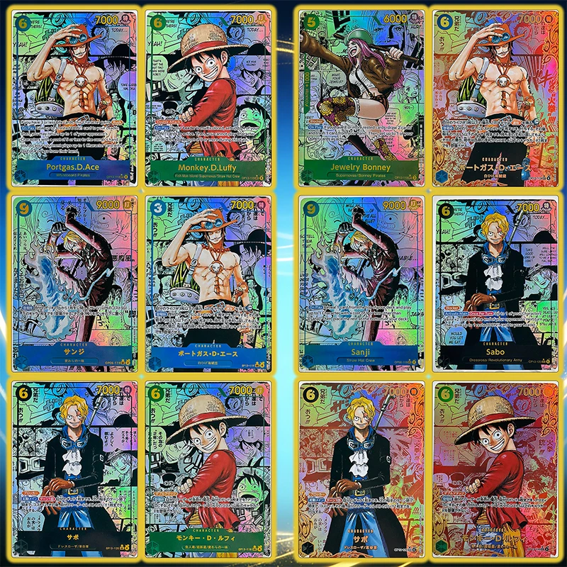 Tarjetas Coleccionables de Anime Hechas a Mano de la Serie One Piece OPCG, con Personajes como Monkey D. Luffy, Sabo y Sanji, Tarjetas Flash de Dibujos Animados, Regalo