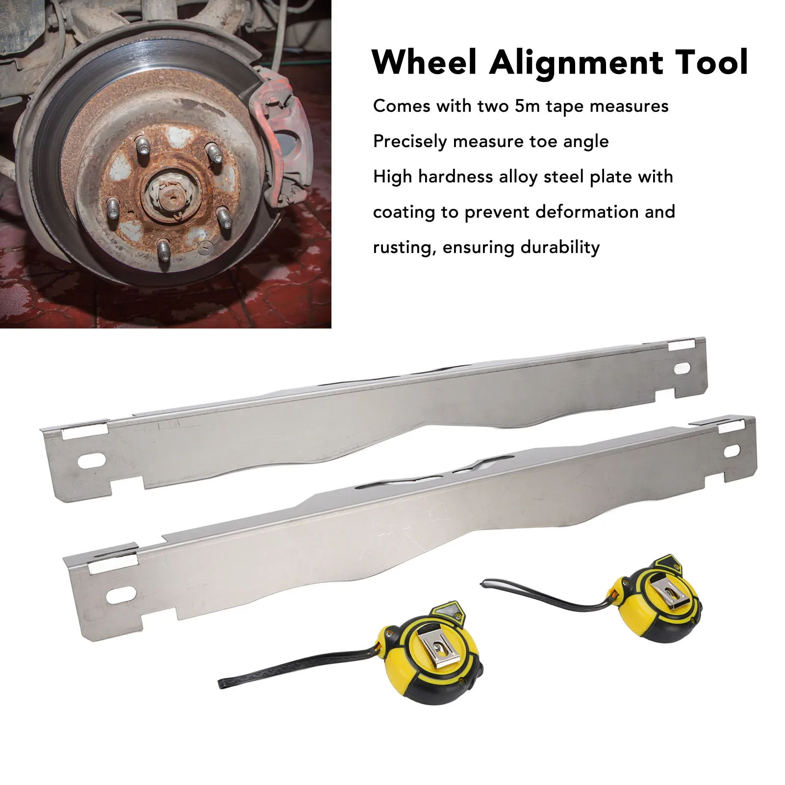 

2 Pcs Wheel Alignment Tool Heavy Duty Steel Toe Alignment Measurement Tool with 2 Tape Measures for Car