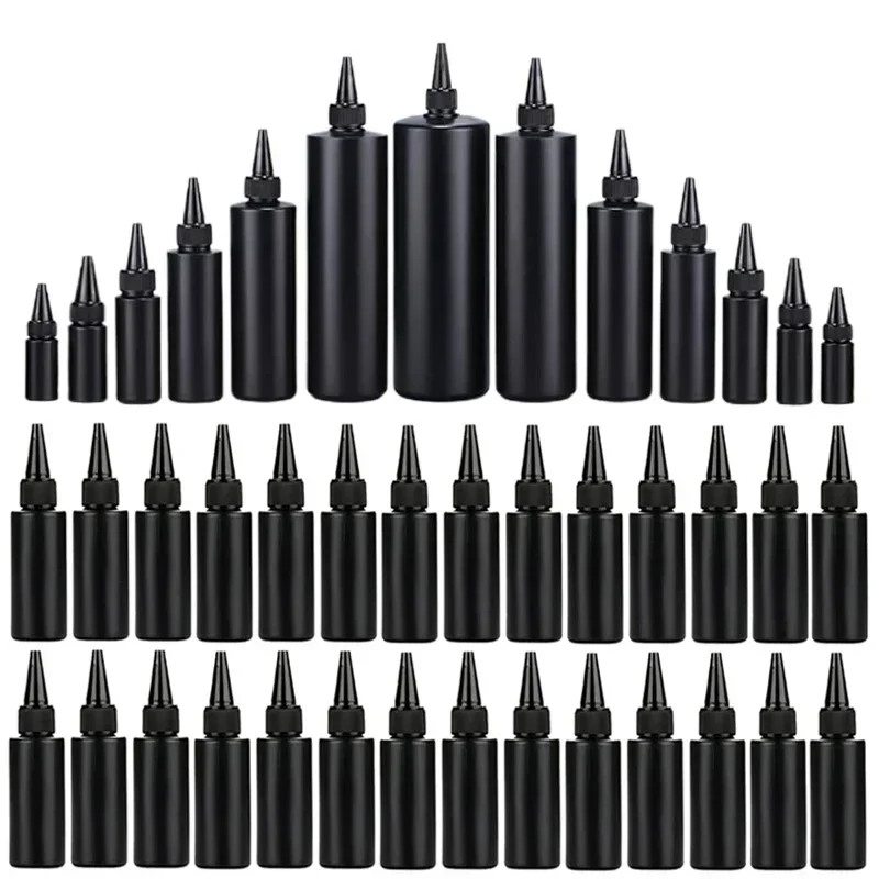 

30 шт., черная бутылка с УФ-клееем с наконечником и куполом, защитная крышка, 30-250 мл, цилиндр из HDPE, пластиковый флакон, контейнер для жидкости с краской