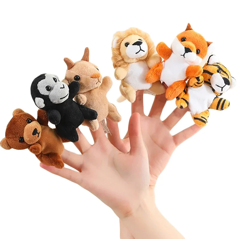 

1PC Kawaii Plush Doll Soft Stuffed Animal Toy Educational Baby Finger Puppet Toy - Giraffe Lion Tiger Bunny
