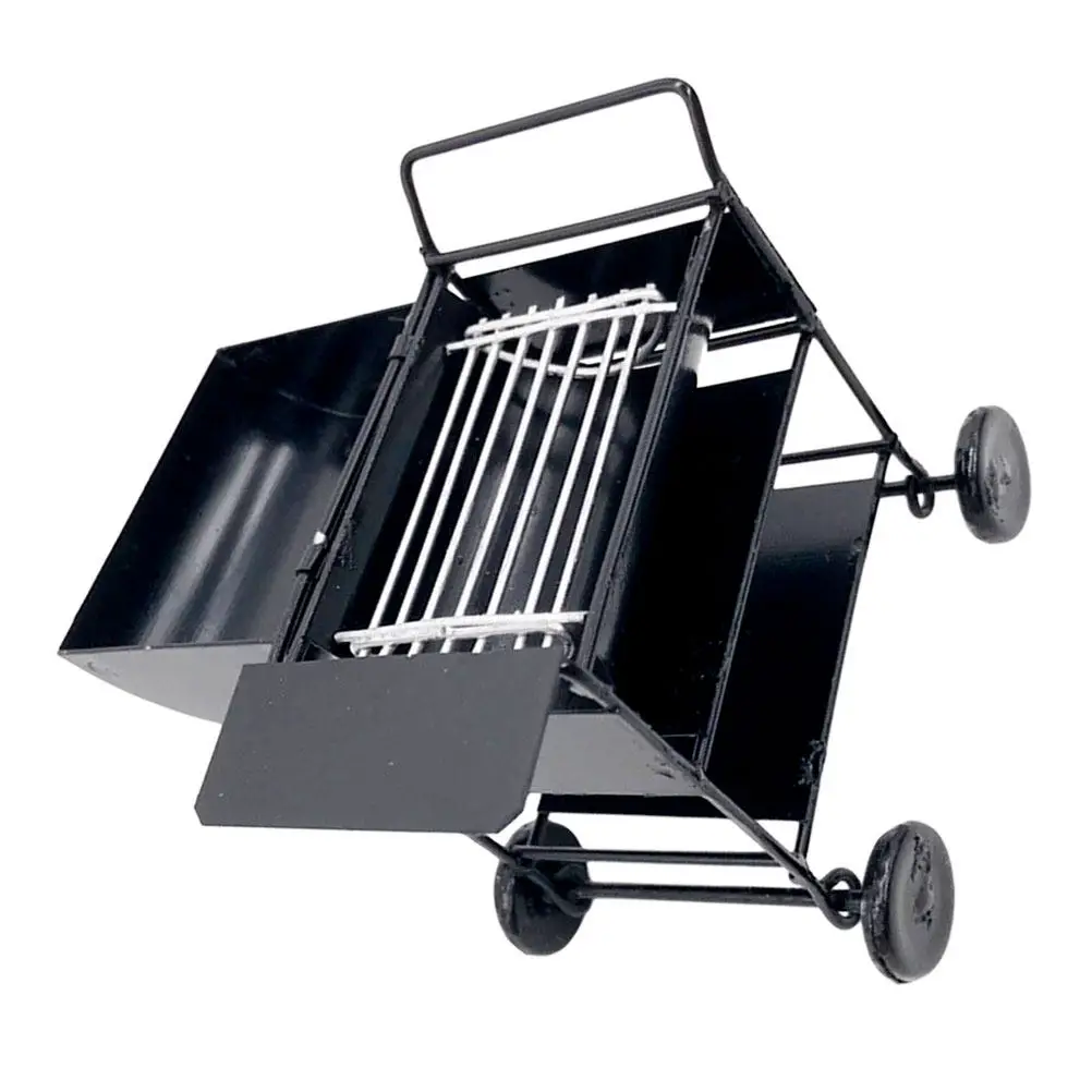 

Миниатюрный набор для барбекю: декоративная мини-кухня из сплава, маленькая подставка для гриля, тележка-имитация, аксессуар для кукольного домика