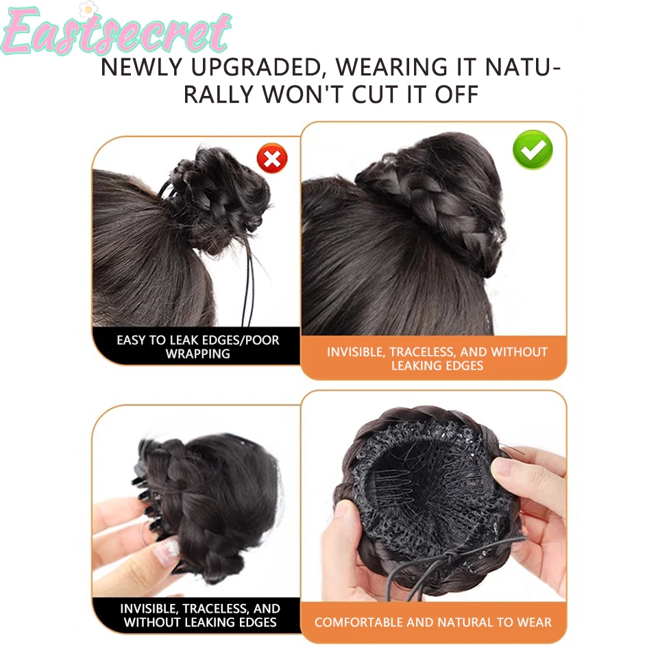 EASTSECRET สังเคราะห์หูแมววิกผมกระเป๋าวิกผมผู้หญิง Bun เพื่อเพิ่มผม Fluffy Croissant Clip-on อัพเกรดใหม่หัว