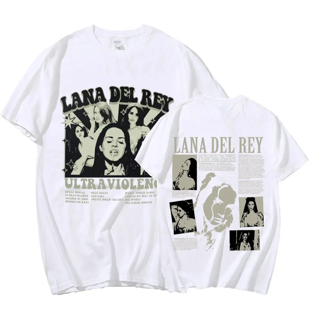 Singer Lana Del Rey T Shirts Ultraviolence Music Album T-shirt Men Women Aesthetic Fashion Short Sleeve T-shirts Tops Streetwear