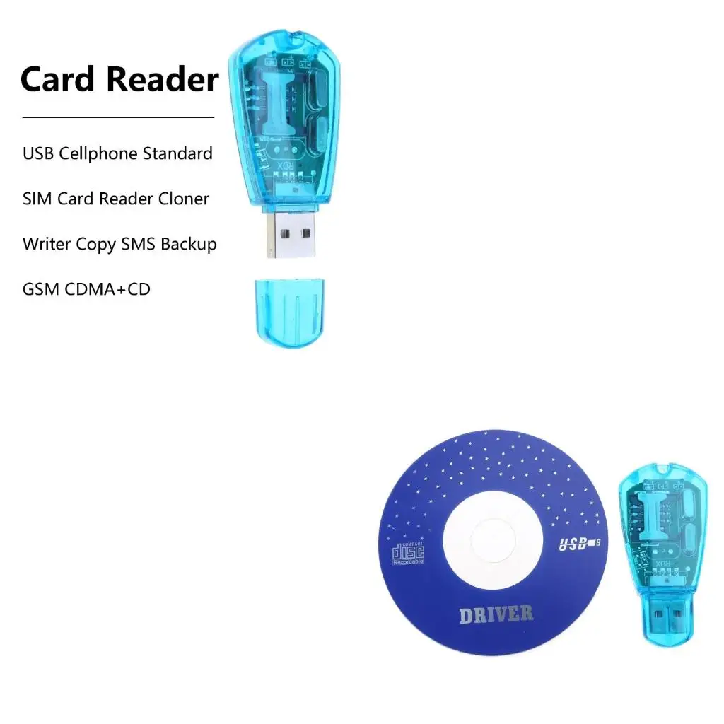 Fashion Blue Card Reader Copy Cloner Writer Backup for GSM/CDMA+CD USB Standard for Cellphone Car