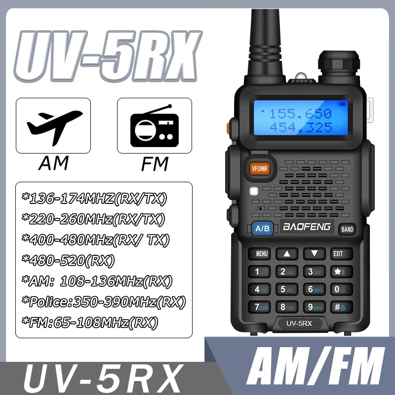 

Baofeng UV-5RX Walkie Talkie Wireless Copy Frequency 128 CH Long Range Commutator Amateur Ham M-5R UV5R Receiver Two Way Radio