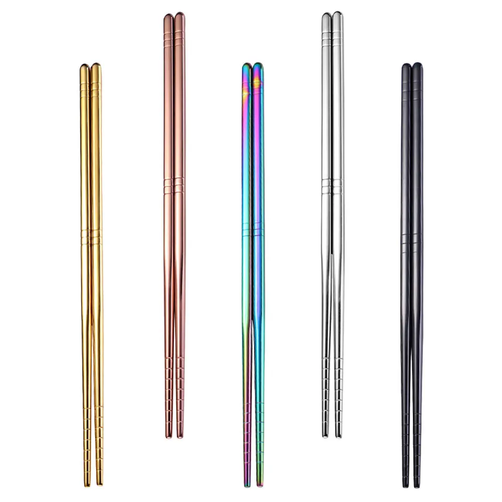 

5Pairs Stainless Steel Chopsticks Sturdy Comfortable Reusable Metal Chopsticks for Snacks and Parties Chopstick
