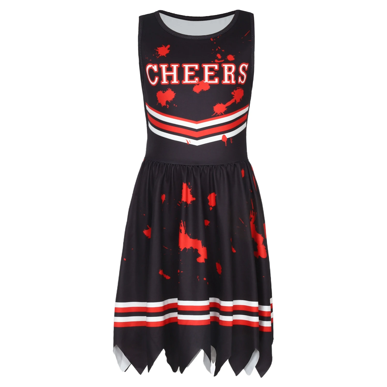 Halloween Noël enfants fille effrayant sang éclaboussures Costume réglable jupe à volants confort ajustement robe de jeu de rôle pour les événements effrayants