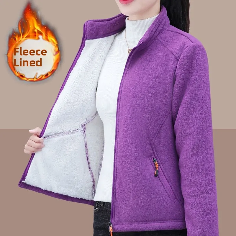 Flísová podšívka, větruodolná krátká bunda se stojáčkem KLMR009, polyesterová tkanina, zesílený dlouhý rukáv, pohodlná, ležérní styl... - náhled 4