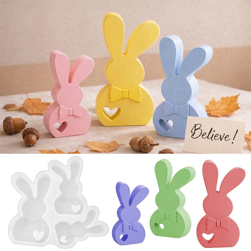 1pc 3D Easter Rabbit Bunny Silicone Mold, Silicone Moulds Easter DIY Rabbit, Easter Casting Moulds, Spring Silicone Mould