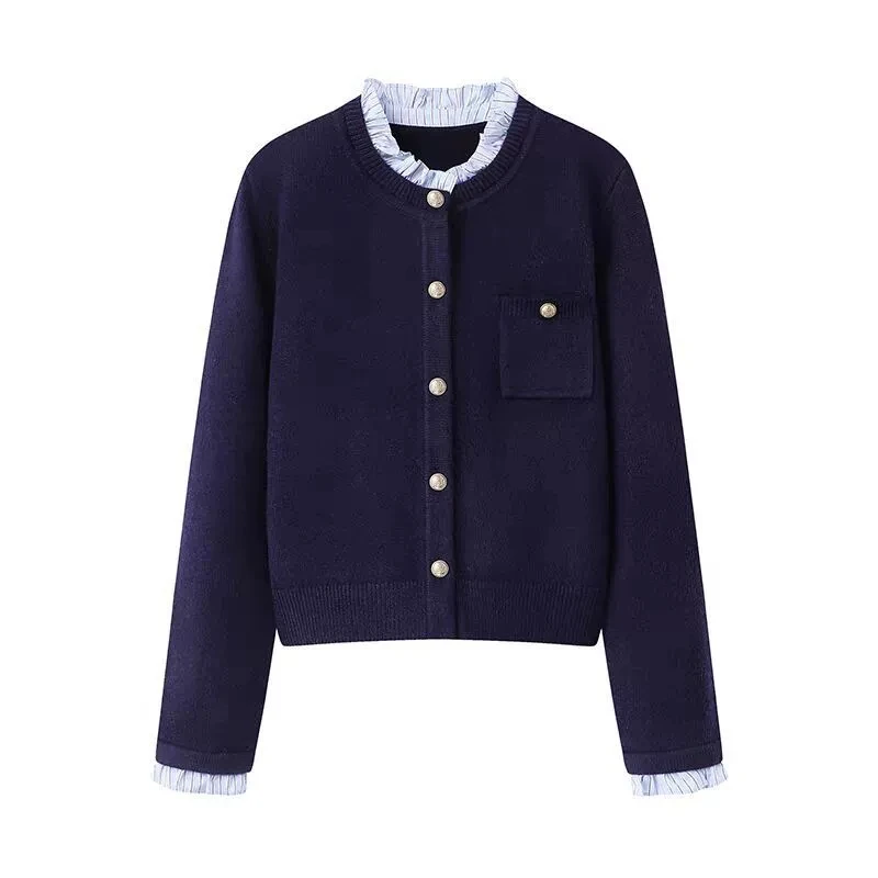 

Women's Autumn New Loose Fake Two-Piece Knitted Cardigan Sweater