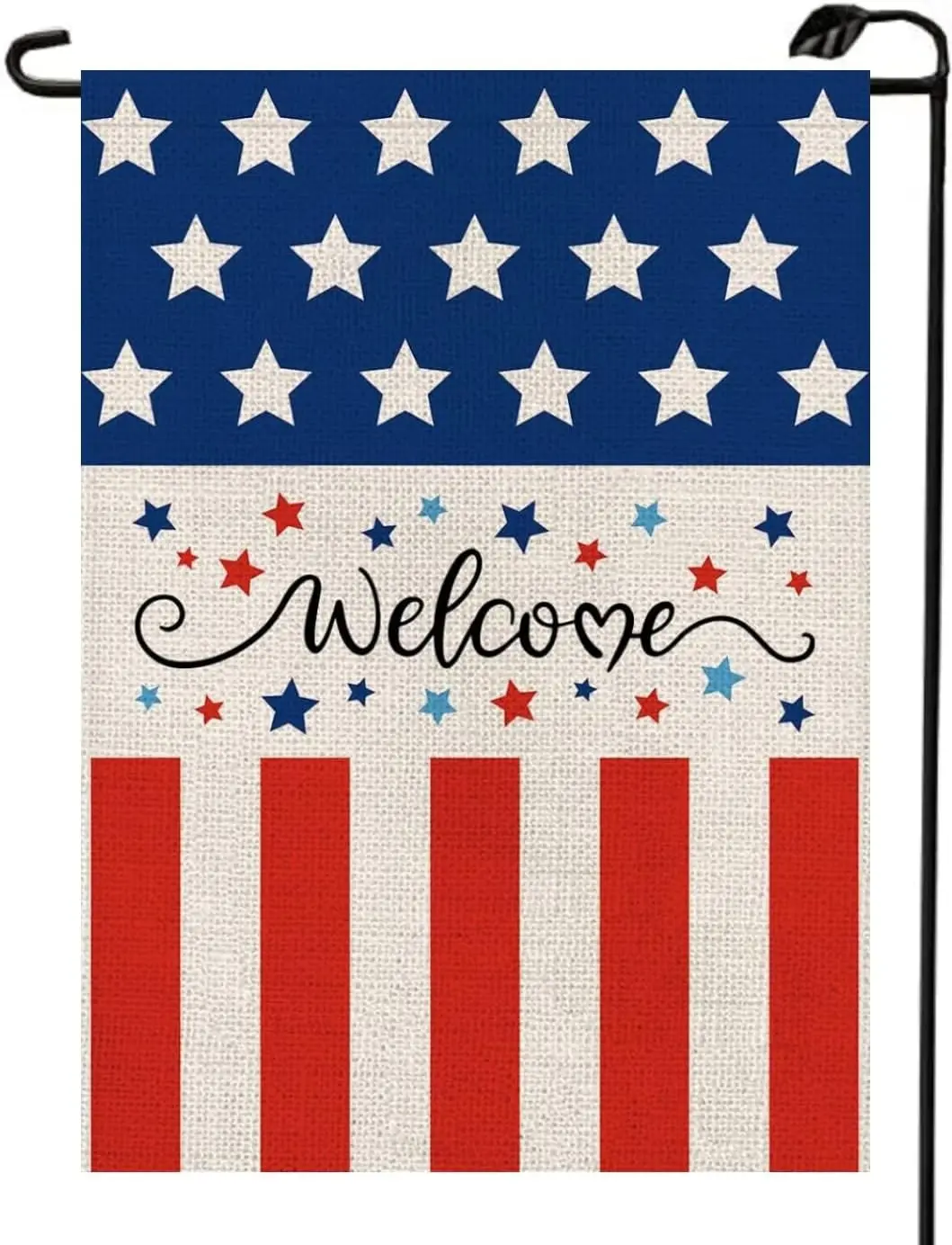 Patriotic 4th of July Welcome Garden Flag 12x18 Inch Double Sided Stars and Stripes Memorial Day Independence Day Outdoor Yard D