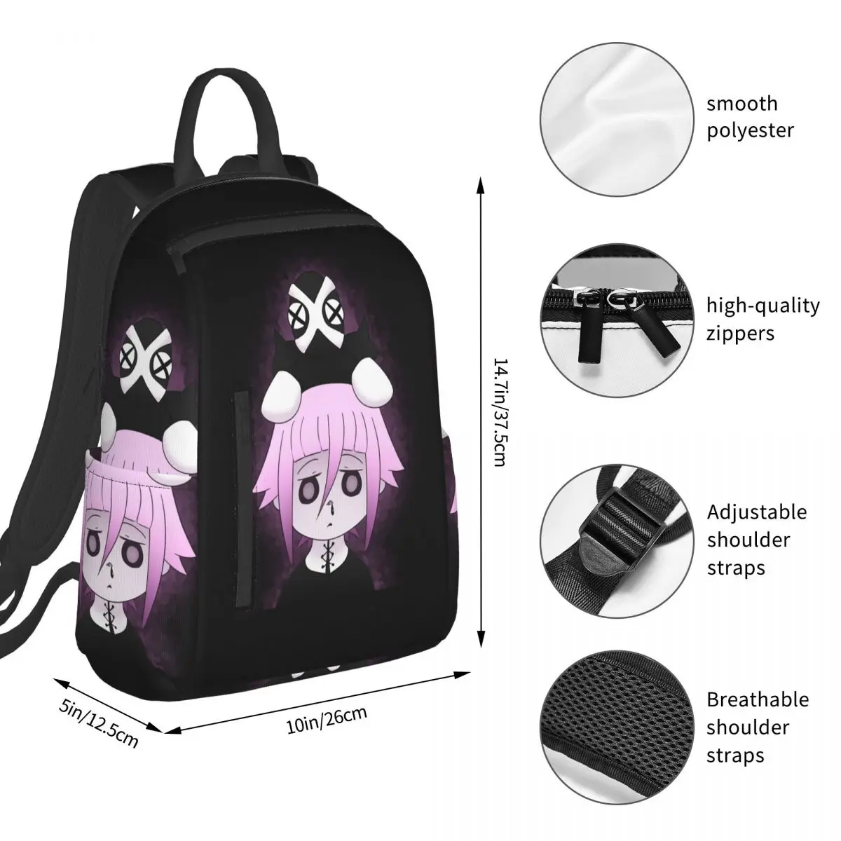 Crona And Ragnarok Soul Eater Backpack Student BookBag Kids School Bag Laptop Shoulder Bags Men Women