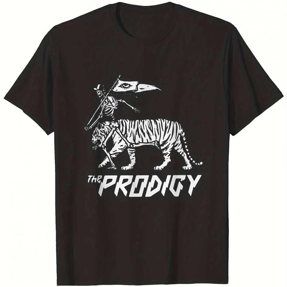 T-shirt vintage officiel The Prodigy avec logo et personnages emblématiques, motif Slim Luke, pour adulte, noir, pour fans de musique