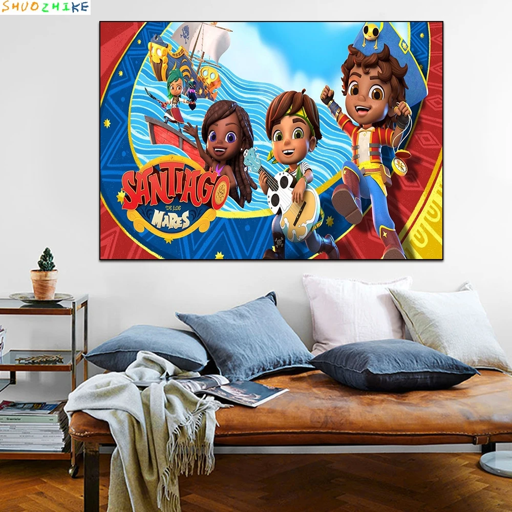 القراصنة سانتياغو خلفيات للتصوير الفوتوغرافي الاطفال حفلة عيد ميلاد الديكور راية البحر الأزرق مغامرة الصبي هدية صورة خلفية SD-01