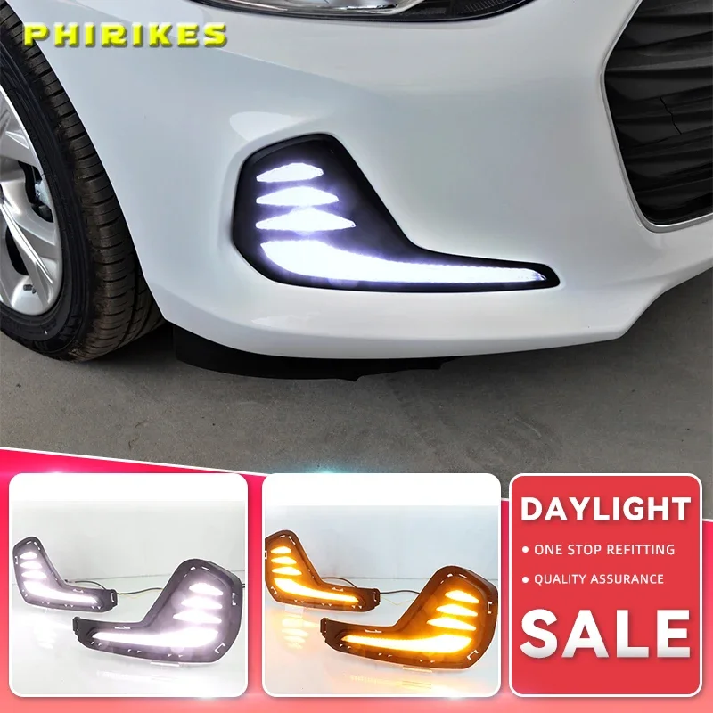 For Chevrolet Cavalier 2020 1 Set Daytime Running Lights Turn Signal Fog Lamp Cover 12V ABS LED DRL Car Styling