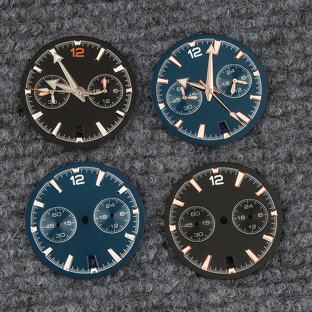 

VK63 Chronograph Watch Dial For Seamaster 600 Watch Modification Accessories Dial Hands Green Luminous For VK63 Quartz Movement