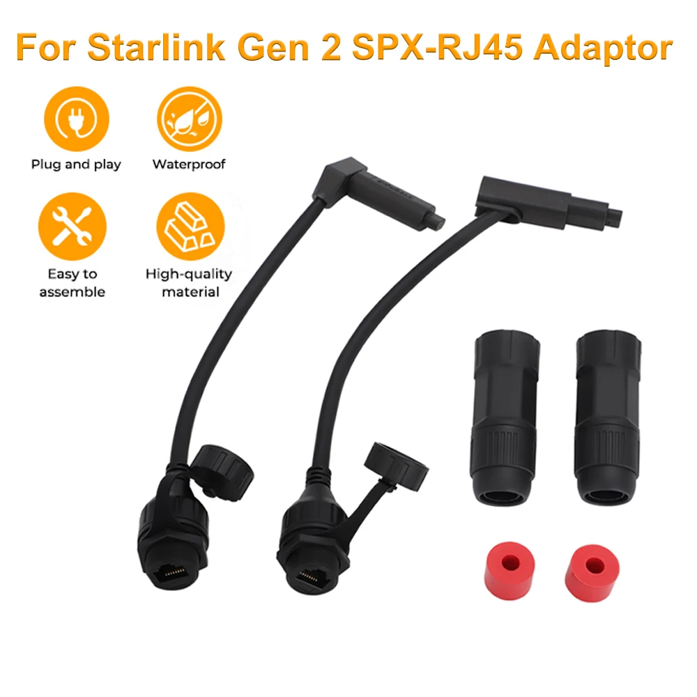 

For Starlink Gen 2 SPX-RJ45 Adapters Waterproof Cable RJ45 Female Connectors Dishy&Router Starlink SPX Plug to RJ45 Designed