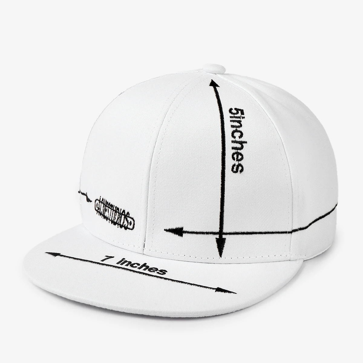 Fashionable and Unique Letter Arrow Marking Size Hard-Top Flat-Brim Baseball Cap Wide Brim for Small Face Outdoor Sun Hat