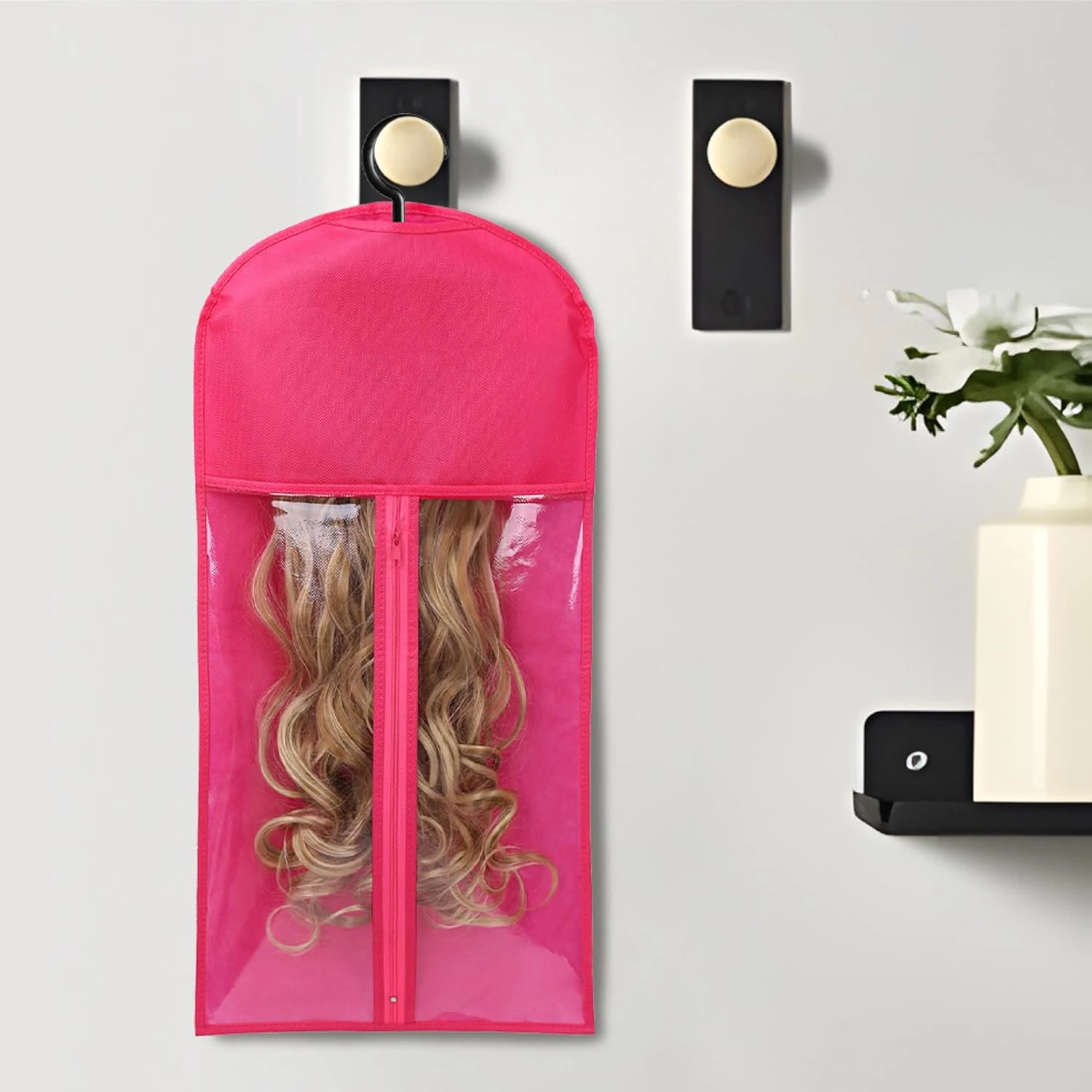 1PC Wig Storage Bag with Hook - Transparent Dustproof Portable Design, Suitable for Salon And Home Use