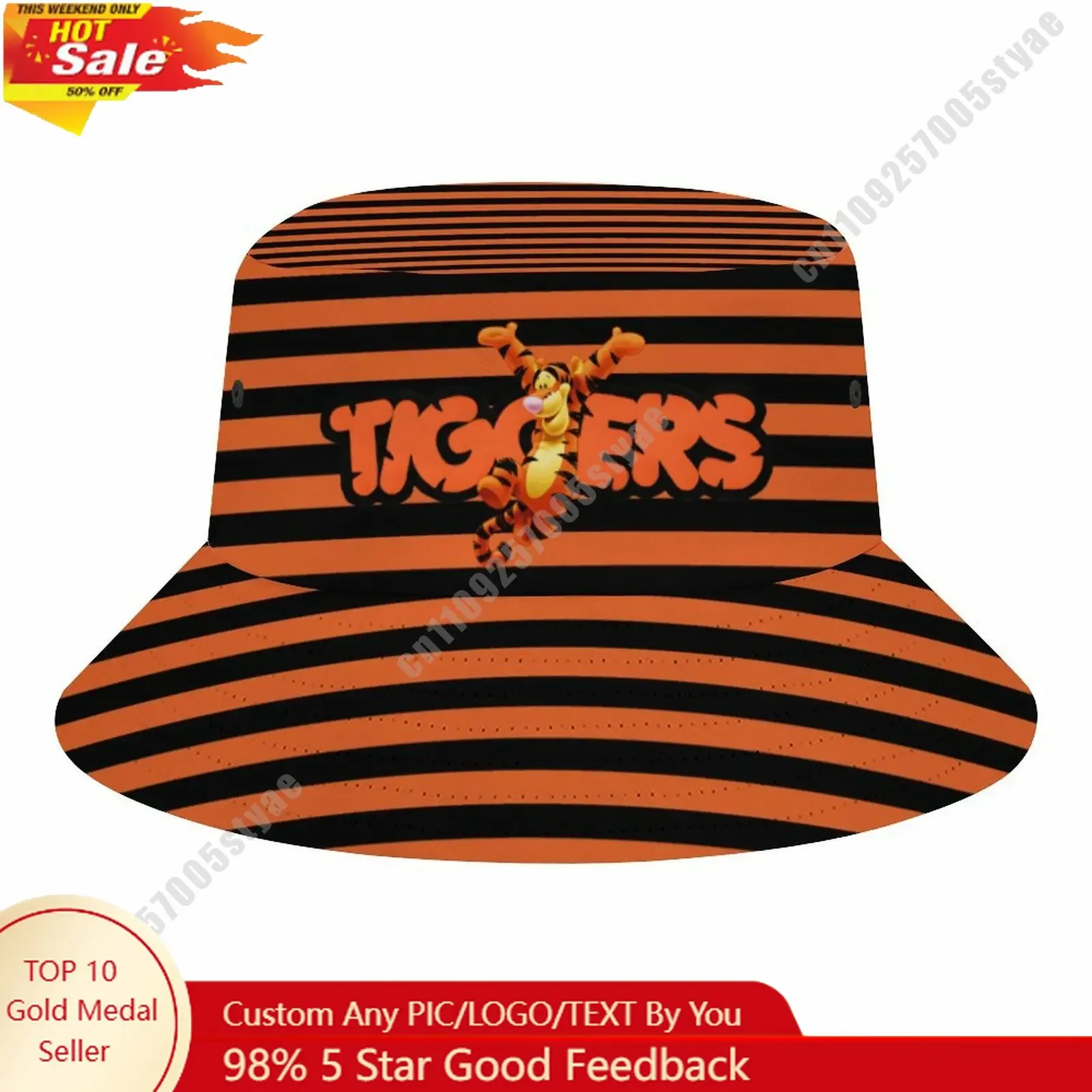 

Tigger Bucket Cap Disney Cartoon DIY Custom Your Graphic Design Fisherman Hat Holidays Gift Sun Protection Fashion Hat
