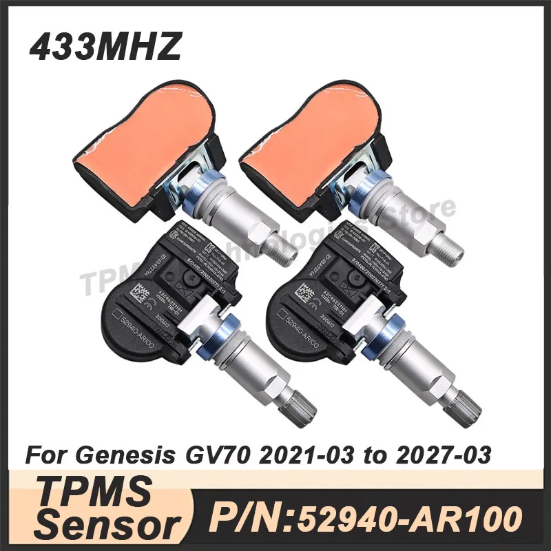 

1/4PCS TPMS Sensor For Genesis GV70 2021-2027 Tire Pressure Sensor 52940-AR100 433MHZ