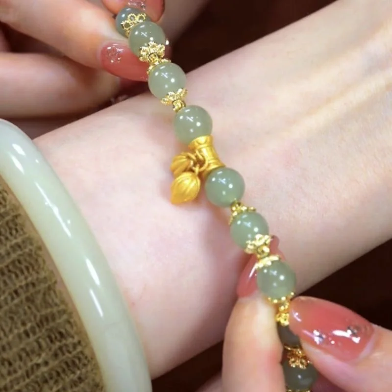 اليشم الطبيعي الخيزران مطرز سوار جديد النمط الصيني سوار من اليشم للنساء رائعة محظوظ Hotan سوار من اليشم #4