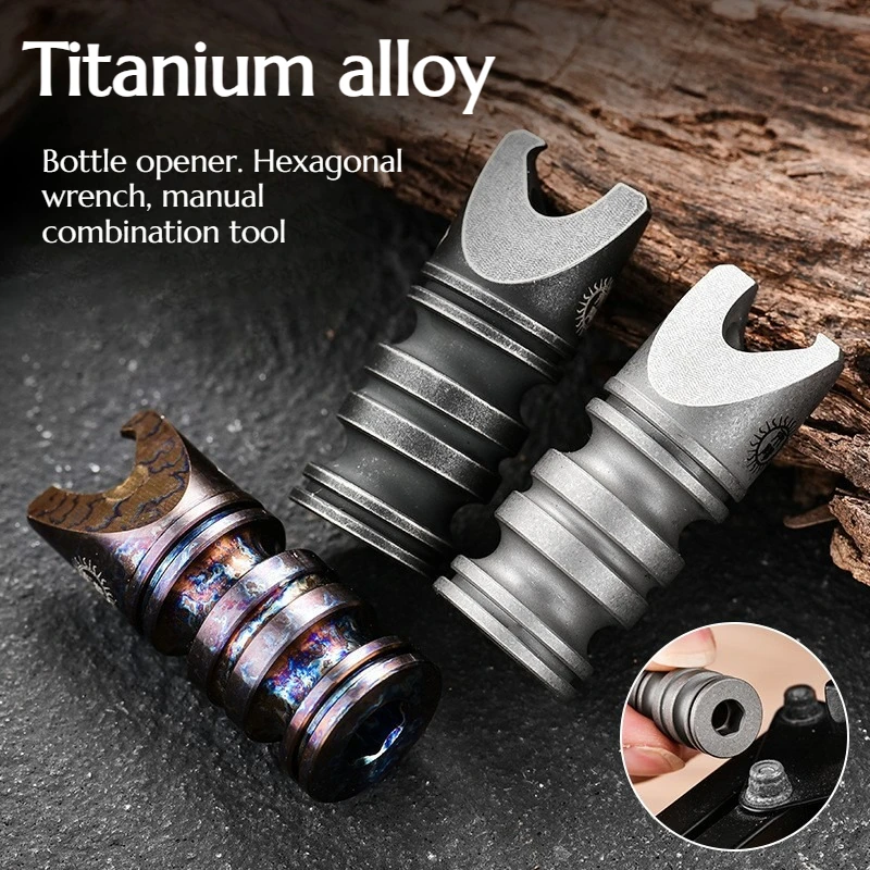 Titanium Alloy Multi-functional Manual Combination Tool Portable Bottle Opener Hexagonal Wrench EDC Emergency Tool
