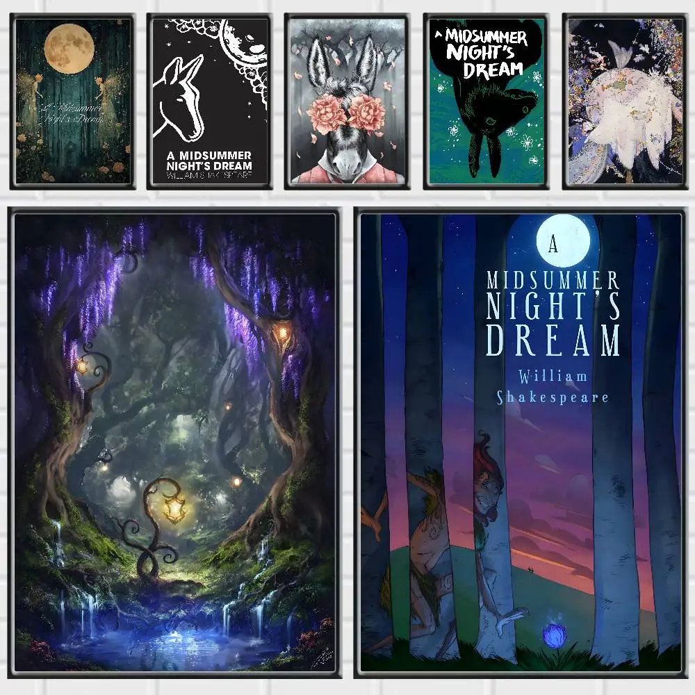 Classic Novel A Midsummer Night's Dream Posters Premium Self-Adhesive No Residue Wall Sticker for Home Office Bar Decor