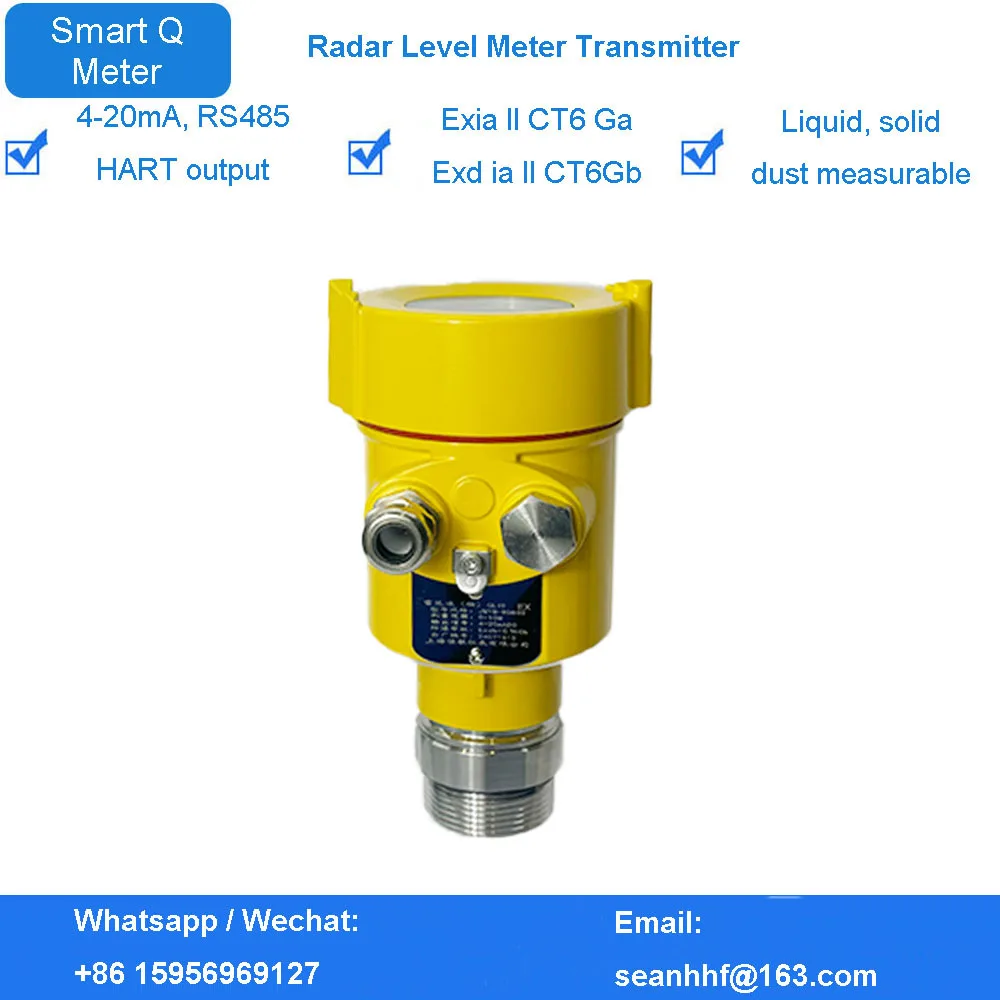 80GHz thread installation high precision 10-120m range optional radar level gauge sensor transmitter RS485 4-20mA output