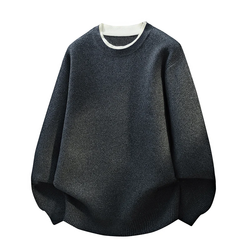 

Мужской свитер в стиле ретро с цветными блоками, круглым вырезом, осенне-зимний, утепленный, вязаный, повседневный, свободного кроя, модный, из полиэфирного волокна