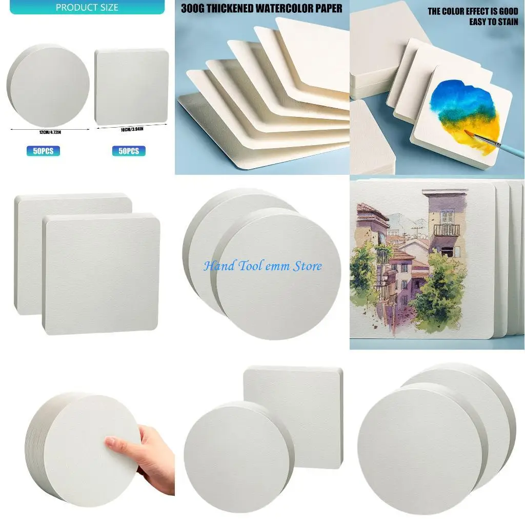 

H37F 100Pcs Watercolor Paper Sheet 300GSM Fine Texture Cotton Pulp Sketching Paper