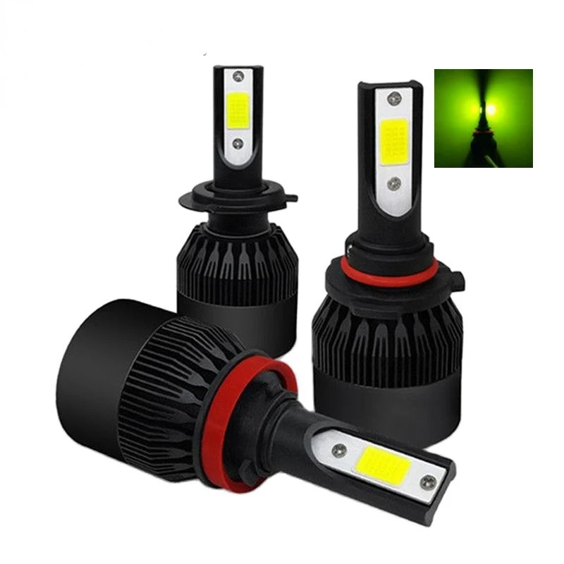 2Pcs C6 Green Light Color Led Car Headlight  Lamp Fog Lights Bulbs H8 H11 H16 48W 4800LM Led Car Headlamp 12V 24V