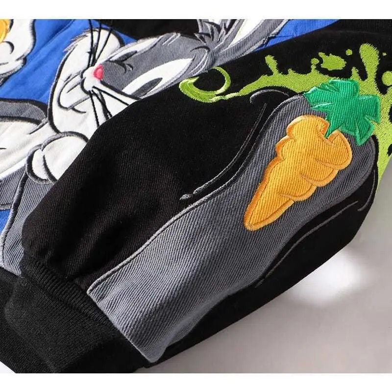 Coppia alla moda Abiti da baseball Autunno Hip-hop Street Ricamo pesante Giacca da cartone animato Colletto alla coreana Cappotto trapuntato addensato invernale