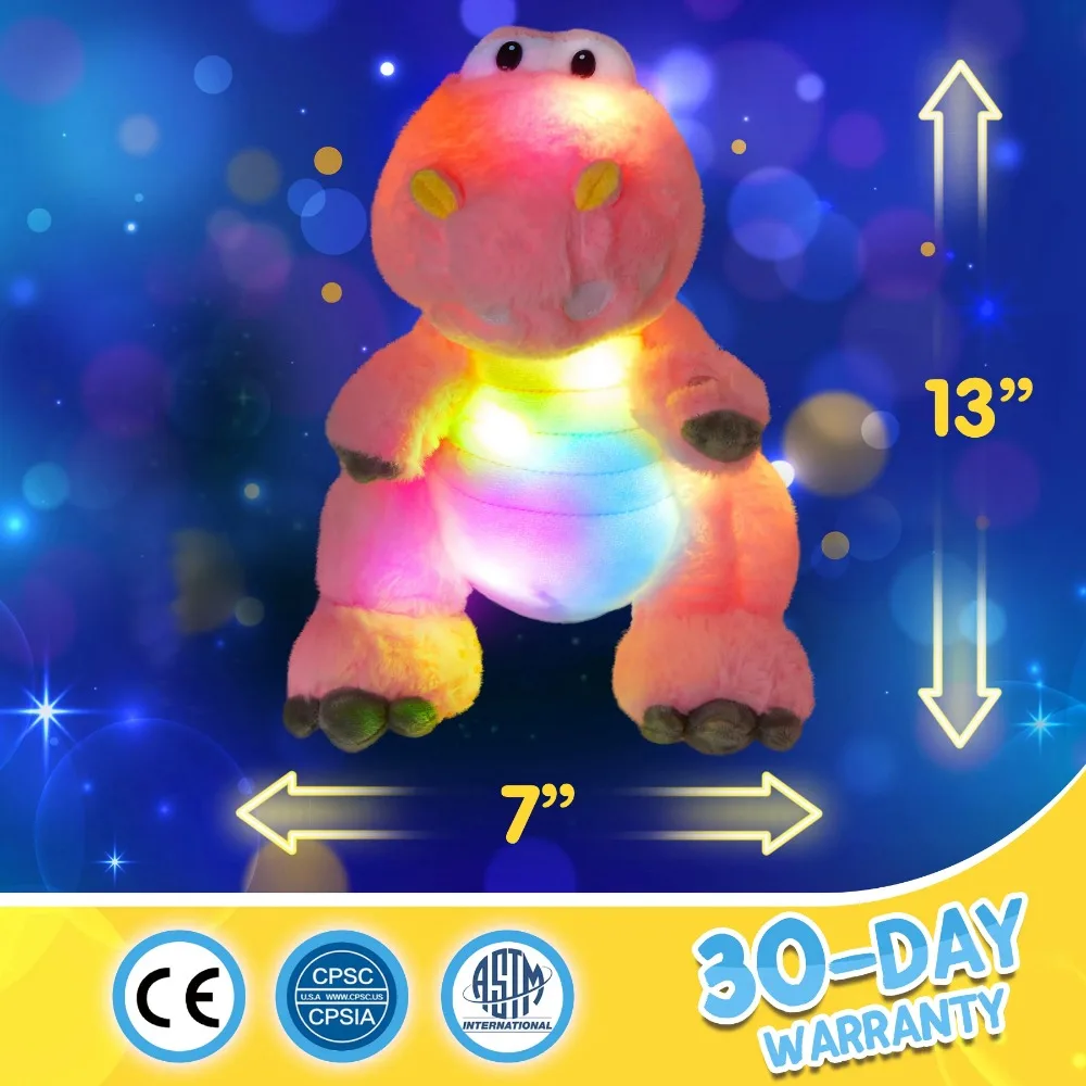 33/20cm Dinosaur Plush Toys with LED Luminous Stuffed Tyrannosaurus rex Doll Toy Pink Animal Throw Pillow for Children Girls