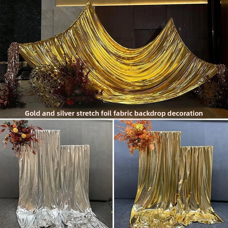 Shimmer Drape Silver Fabric for Wedding Hall Stage Backdrop Ceiling Decor Ceremony Party Photo Booth Luxurious Sparkling Elegant