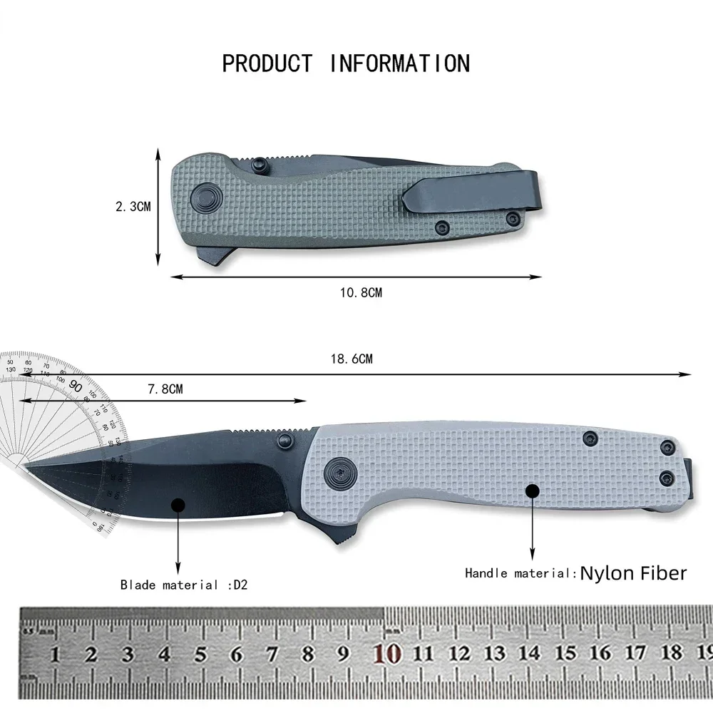 Clip Point D2 Steel Blade Nylon Fiber Handles Camping Hunting Knives Outdoor EDC Tool Tactical Flipper Assist Folding Knife