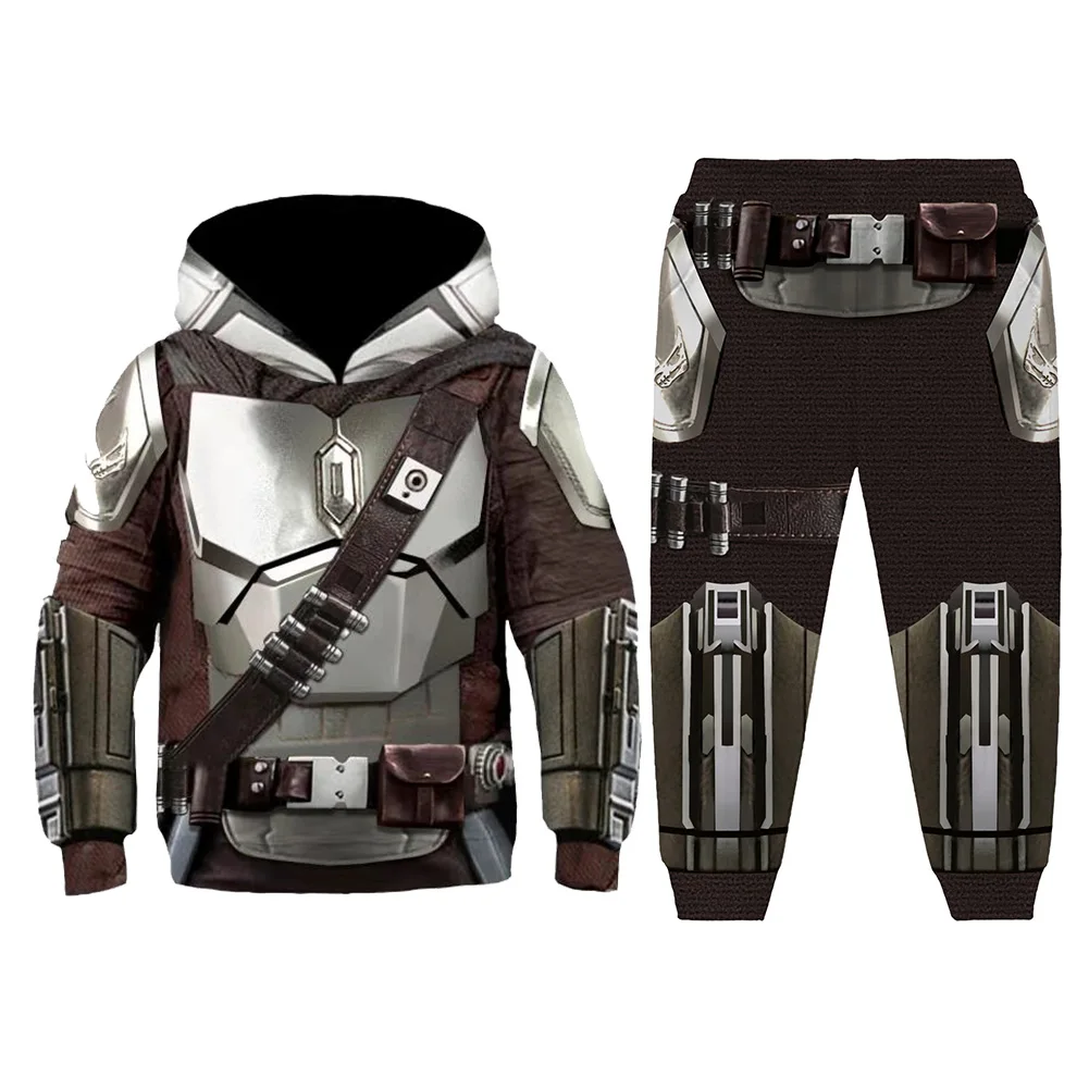 Din Djarin Cosplay Fantasia Bambini adulti Battle Armor Felpa con cappuccio stampata Pantalone Film Space Bounty Hunter Costume Fantasia Fancy Dress