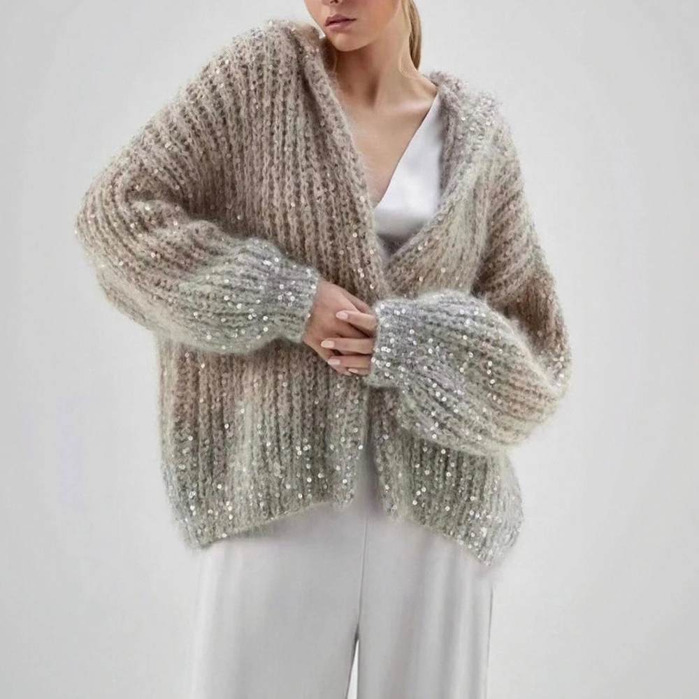 

Women's Long Sleeve V Neck Cardigans Elegant Texture Plain Casual Autumn Winter Daily New Cardigans