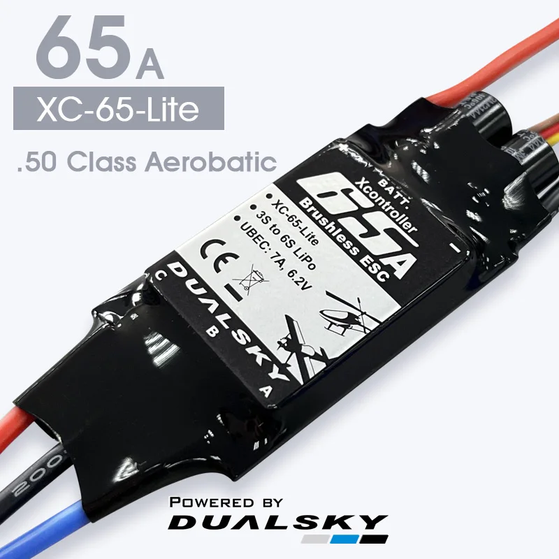 

Dualsky XC-65-Lite Ultra Light ESC, 65A Brushless Speed Controller for Fixed Wing Aircraft