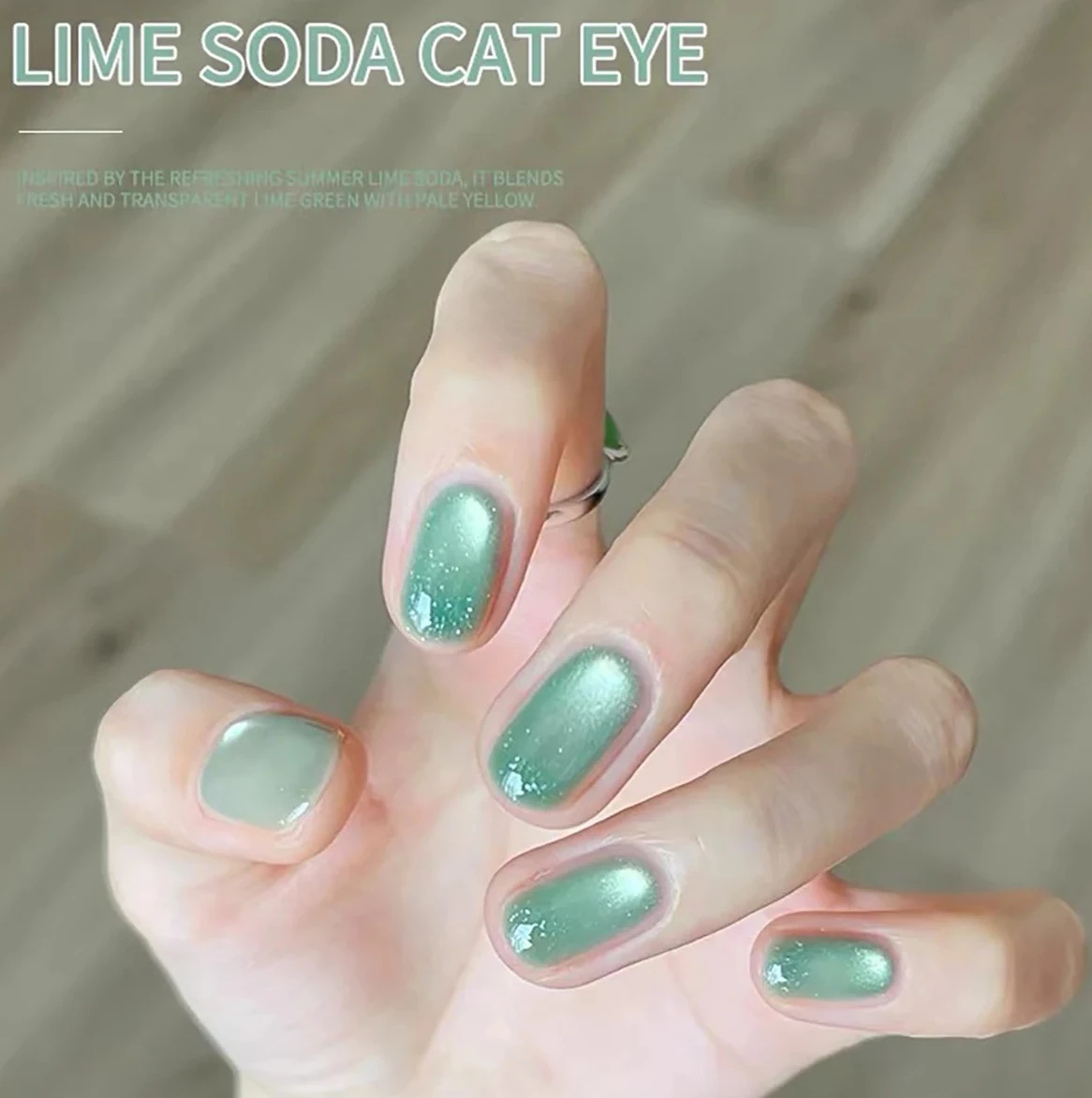 MIANEL 2026 Lime Soda Cat Eye UV Nail Gel Sheer Ice Green with Skin Brightening Glass Bead for Manicure